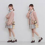 【JK制服官方】加厚秋冬JK制服毛衣女寬松麻花純棉針織學(xué)院風(fēng)日系開(kāi)衫百搭基礎oversize 沙杏 S