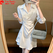 皮爾卡丹（pierre cardin）早春2025年夏季西裝連衣裙女裝春季新款感襯衫小黑裙子小個(gè)子針織 白色/2022年時(shí)尚潮流女裝/歐貨小 S