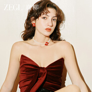 ZEGL小紅花珍珠項鏈毛衣鏈新款送女朋友禮物情人節生日跨年 紅運花花項鏈+品牌專(zhuān)屬禮盒