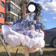 唐努烏（Tang Nu wu）洛麗塔連衣裙玻璃樂園OPLolita可愛公主連衣裙正禮物 紺色OP XL 【130-140斤】