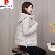 皮爾卡丹（pierre cardin）2025秋冬季新款羽絨棉服女士中年短款修身顯瘦輕薄防寒保暖外套 米白色 2XL 建議120-135斤