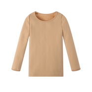 豐靈鳥(niǎo)兒童打底套裝肉色加厚加絨膚色舞蹈服女童打底衫學(xué)生表演打底衣 肉色加絨上衣 125 L碼(身高125-145cm)