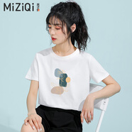 米子旗短袖T恤女2025新款夏純棉寬松印花半袖體恤白色上衣打底衫 5275胸前大 白色 M 100-110斤