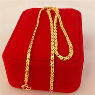 UHFR老鳳凰金店款紗金項(xiàng)鏈女款24鍍黃金色項(xiàng)鏈不掉色防金鏈子鎖骨鏈 雙愛心項(xiàng)鏈 長(zhǎng)45厘米