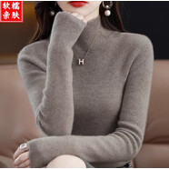 鄂爾多斯市桐鄉濮院羊毛衫女秋冬2024新款100%純羊絨衫半高領(lǐng)內搭 駝色 M 建議95-110斤