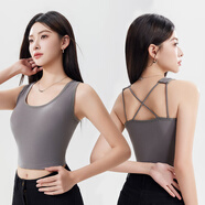 莫代爾帶胸墊吊帶背心女交叉美背韓版短款小個(gè)子露背內搭甜辣瑜伽上衣