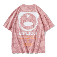 VENSUP短袖t恤男女潮牌夏季熊貓燙金半袖潮流純棉體恤寬松國潮情侶T恤衫 LM21S039粉色(寬松版) M碼(建議100-130斤)