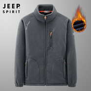 JEEP SPIRIT加絨外套男士冬季時尚百搭寬松大碼羊羔毛加絨加厚保暖外套抓絨衣 灰色DXC2799A M