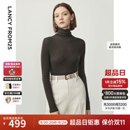 朗姿【王楚然同款】純羊毛高領針織衫春冬內(nèi)搭打底上衣曠野美拉德 深橄欖綠色 M