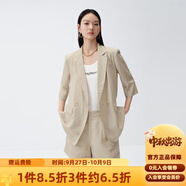 艾諾絲雅詩(shī)商場(chǎng)同款夏季新品薄款通勤百搭七分袖墊肩小西裝20511347 明茶色 L