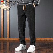 啄木鳥(niǎo)（TUCANO）褲子男秋冬季保暖休閑褲男士重磅直筒運動(dòng)衛雪尼爾長(cháng)褲 黑色 2XL 