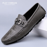 花花皮匠（PLAYCOBBLER）休閑豆豆鞋男新款簡(jiǎn)約時(shí)尚懶人樂(lè )福鞋百搭一腳蹬耐磨潮流駕車(chē)鞋 灰色 45