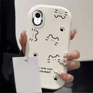 優(yōu)囹 適用于iPhone蘋果xr手機套xs寬松x外xsmax殼8plus軟7plus殼6splus防摔八七8感6s線條貓可愛手機殼 可拆卸鏡框小胖妹-白-【線條貓表情Q2310】單殼 iPhone X