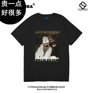 C2潮朝歐美嘻哈說唱XXXTentacion BillieEilish碧梨致敬款短袖T恤男男潮 xxx和bilie組合-黑色 L