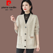 皮爾卡丹（pierre cardin）秋裝洋氣時(shí)尚毛衣外套女2023100%羊毛衫寬松外搭羊毛針織開(kāi)衫春秋 駝色 3XL