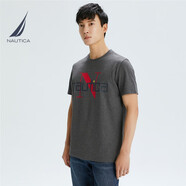 諾帝卡（NAUTICA）男裝夏季休閑全棉短袖圓領(lǐng)T恤男VE1197 00e深灰(211) s
