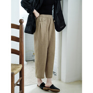 可然樸簡(jiǎn)【愷舟】100%酵洗漢麻 寬松九分褲休閑蘿卜褲子女褲夏季新款2025 棕櫚棕 S
