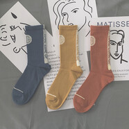 倫洛弗ins街頭潮襪個(gè)性百搭棉襪子中筒春夏韓版港風(fēng)長(cháng)襪3雙 足球字母潮襪（藍+黃+磚紅） 均碼