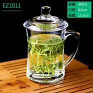 VTyee加厚耐熱玻璃茶杯帶蓋茶飲杯蓋杯帶把杯子辦公家用喝水杯泡茶杯 EZ1011-360ml1只