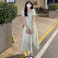 億梵莎（YIFANSHA）連衣裙夏季女生裙子夏天衣服2023學(xué)生寬松收腰氣質(zhì)小清新中長裙 綠色 均碼