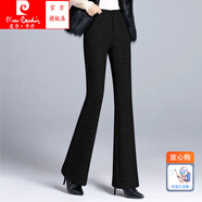 皮爾卡丹（pierre cardin）新國標(biāo)【時尚女裝】毛呢喇叭褲女2025秋冬新款高腰垂感顯瘦加厚西 黑色長款161以上 L 105-116