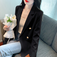 妙奕嘉西裝外套女士春夏西服外套休閑通勤小西裝新款氣質(zhì)百搭外套上衣女 氣質(zhì)百搭西裝外套【經(jīng)典黑】 M （參考95-105斤）