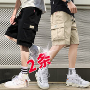 短褲男夏季新款薄款透氣運(yùn)動(dòng)寬松潮流男生五分褲休閑速干褲半截褲大碼男士中褲子沙灘工裝褲 搭時(shí)季 15-卡其-15-黑色 XL