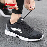 李寧（LI-NING）秋季男鞋戶外運動鞋2025休閑健步鞋旅游防水百搭時尚皮革面鞋 S009-6黑色/鐵青灰RBT037-2 曬圖返3 41.5
