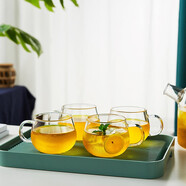 美斯尼 玻璃杯家用水杯涼白開水杯辦公家用茶杯玻璃飲料果汁杯牛奶杯 蜜蜂杯4支裝