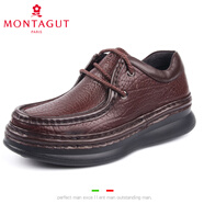 夢(mèng)特嬌男鞋2025冬新款商務(wù)休閑手工縫制厚底增高耐磨防滑皮鞋A61200681A 棕色系帶標準碼(A61200680B) 38