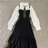 VJWK連衣裙女中長款大學生淑女風連衣裙女中長款大學生淑女風秋季新款 襯衫+背帶裙【套裝】 L X 【關注店鋪小e