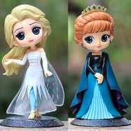 可愛(ài)家Q posket冰雪奇緣愛(ài)莎艾莎公主 安娜 elsa 模型 禮物手辦蛋糕擺件 4代艾莎+4代安娜 禮盒+燈+拉菲草