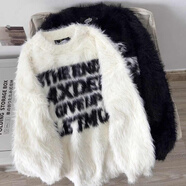 7家優(yōu)品美式情侶毛衣男士春秋冬寬松字母仿貂毛休閑線(xiàn)衣慵懶風(fēng)圓領(lǐng)針織衫 SBXS-S25白色 2XL