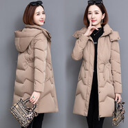 JACK WUUCKS羽絨服女中長(cháng)款冬新款女裝白鴨絨保暖加厚女士香港正品派克服 卡其色 L 【建議110-125斤】