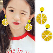 兒童耳環(huán)女可愛(ài)網(wǎng)紅小學(xué)生古代耳夾無(wú)耳洞女孩耳釘女童假耳墜圓臉 檸檬黃 檸檬片無(wú)耳洞