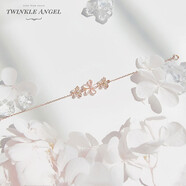 Twinkle Angel小雛菊櫻花項鏈女生S925銀鎖骨鏈輕奢小眾高級感生日禮物女 月亮石櫻花手鏈