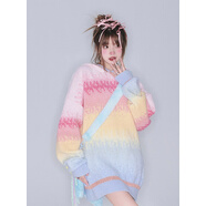 AXRP女士毛衣2024新款韓版秋冬外穿彩色女溫柔軟糯設(shè)計(jì)感慵懶寬松套頭 彩虹色 S