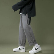 軒萊雅 休閑褲男生春秋季潮流百搭運動(dòng)ins寬松韓版學(xué)生卡通直筒工裝褲子  K02【灰色】 L