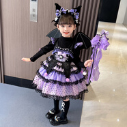 閃動少女庫洛米衣服女小童蛋糕連衣春秋裝COS服女孩子生日公主潮 吊帶裙+毛衣泡泡袖打底+發(fā)箍+手 120cm