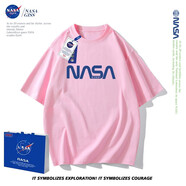 NASA GISS官方情侶款短袖t恤男純棉2023夏新款潮流寬松oversize卡通體恤衫 8009亮粉色 3XL體重190-210斤