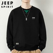 JEEP SPIRIT吉普衛(wèi)衣男圓領(lǐng)春秋季韓版男士衛(wèi)衣寬松長袖T恤男 黑色 M 