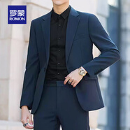 羅蒙休閑西裝男士裝單件西西服外套潮流正裝套裝 藍(lán)色[一扣單件] 3XL 185