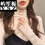 舒適的早春2020新款ins復古高領(lǐng)親膚內搭網(wǎng)紗上衣仙女長(cháng)袖蕾絲打底衫女 杏色 L 96-105斤