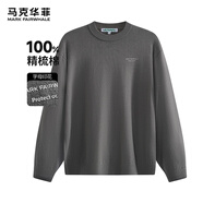 馬克華菲【男女同款】毛衫男春秋季素色全棉情侶打底針織衫 中灰 M-50