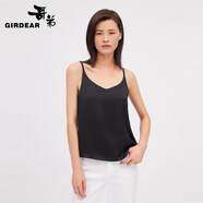 哥弟（GIRDEAR）女裝絲質(zhì)V領(lǐng)細(xì)帶氣質(zhì)打底衫吊帶背心女1300684 黑 S (2碼)