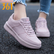 361°女鞋板鞋2025女運動(dòng)鞋跑步鞋新款休閑鞋皮面R 玫瑰臟粉/玫瑰金 35
