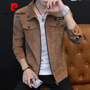 皮爾卡丹（pierre cardin）英倫雅痞風(fēng)格牛仔工作服男裝一套成熟西裝套裝初秋冬2024新款秋裝 棕色【外套+褲子】 L