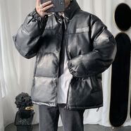 卡度頓機車(chē)風(fēng)皮衣棉衣男2025冬季面包服寬松帥氣國潮保暖加厚棉服外套潮 黑色 L （101-115斤）