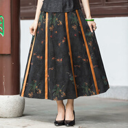 華族經(jīng)典（HUAZUJINGDIAN）半身裙改良中式復古中國風(fēng)修身顯瘦先胯小百搭唐裝A字裙 花色 S