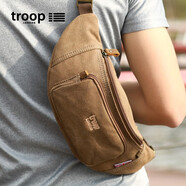 Troop男帆布腰包運動(dòng)挎包胸包男復古手機運動(dòng)腰包歐美戶(hù)外斜跨帆布包 中號帆布版棕色244升級